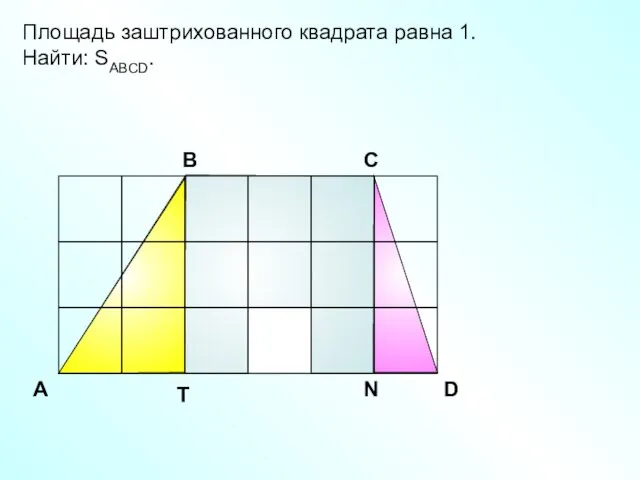 Площадь заштрихованного квадрата равна 1. Найти: SABCD. A В С D