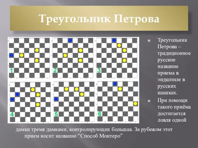 Треугольник Петрова Треугольник Петрова – традиционное русское название приема в эндшпиле в