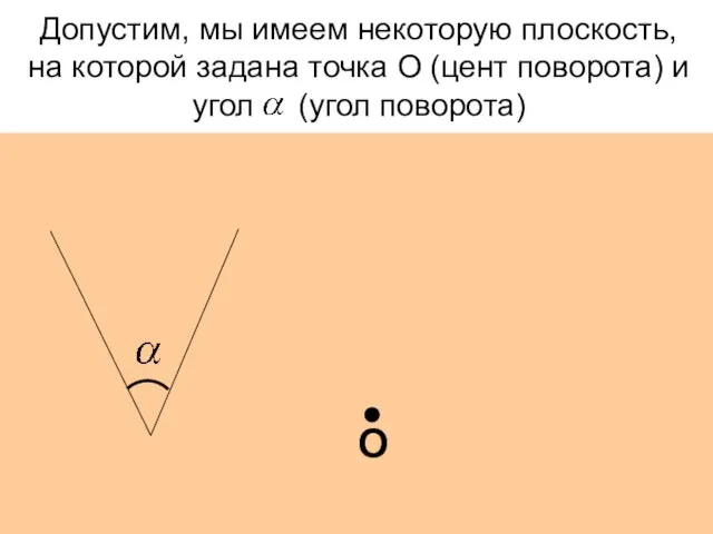 Допустим, мы имеем некоторую плоскость, на которой задана точка О (цент поворота)