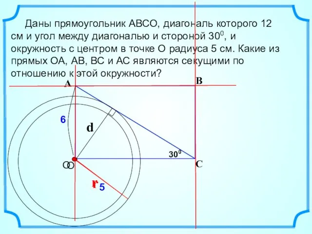 Даны прямоугольник АВСО, диагональ которого 12 см и угол между диагональю и