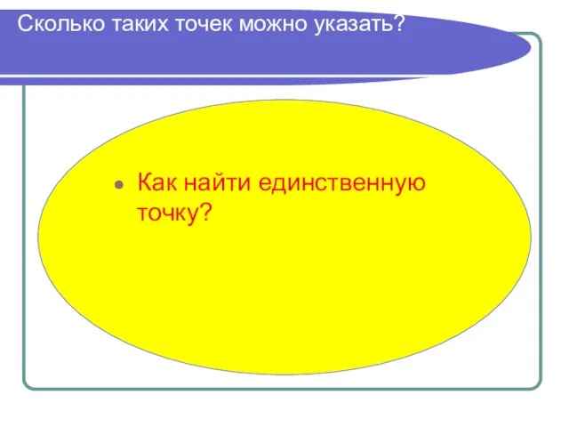 Сколько таких точек можно указать? Как найти единственную точку?