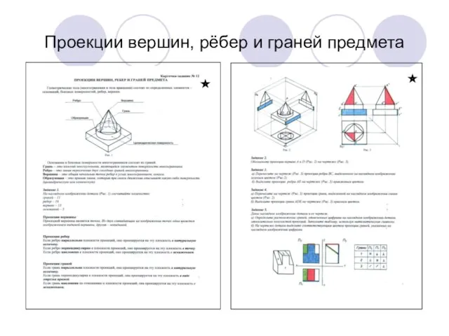 Проекции вершин, рёбер и граней предмета