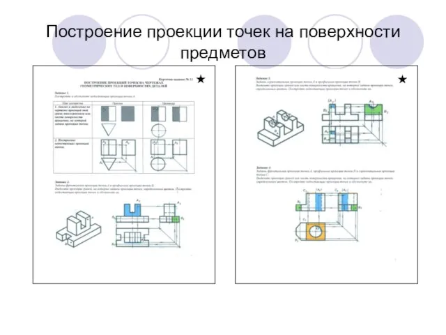 Построение проекции точек на поверхности предметов