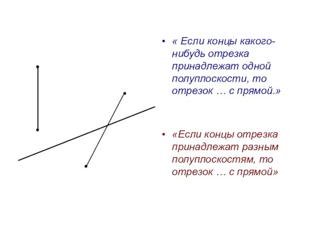 « Если концы какого-нибудь отрезка принадлежат одной полуплоскости, то отрезок … с