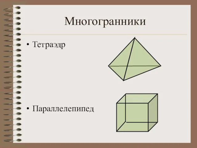 Многогранники Тетраэдр Параллелепипед