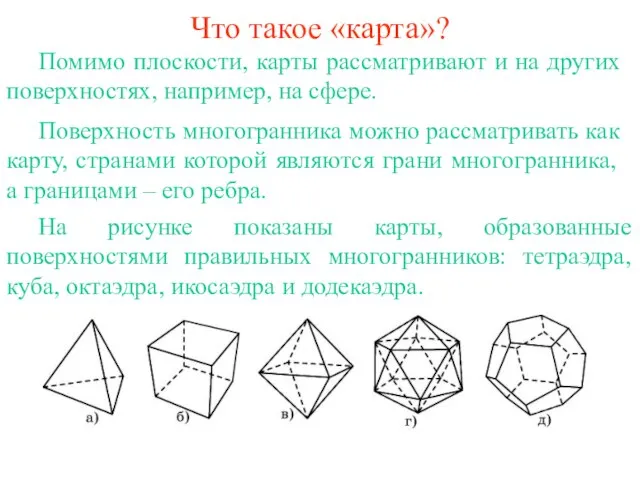 Что такое «карта»? Помимо плоскости, карты рассматривают и на других поверхностях, например,