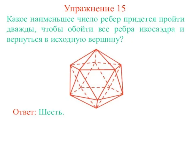 Упражнение 15 Какое наименьшее число ребер придется пройти дважды, чтобы обойти все