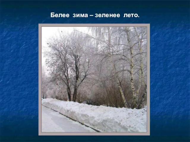 Белее зима – зеленее лето.