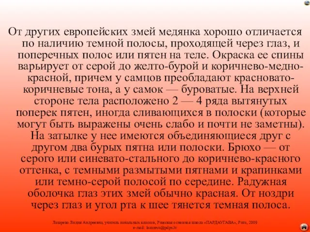 От других европейских змей медянка хорошо отличается по наличию темной полосы, проходящей