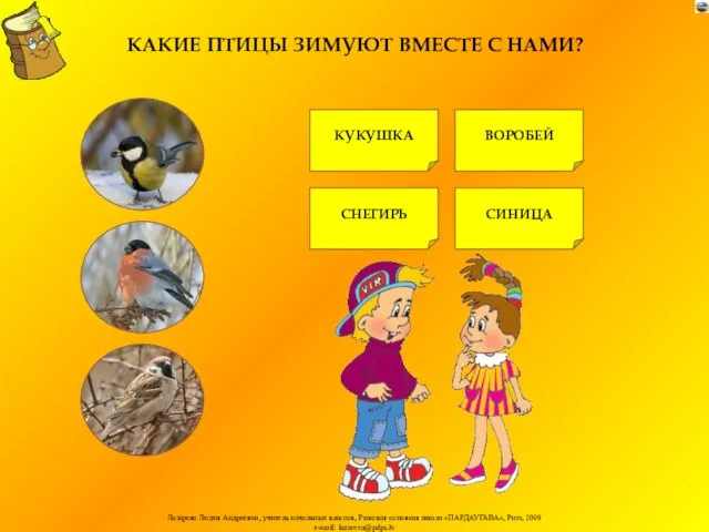 КУКУШКА ВОРОБЕЙ КАКИЕ ПТИЦЫ ЗИМУЮТ ВМЕСТЕ С НАМИ? СИНИЦА СНЕГИРЬ