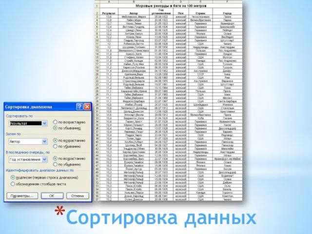 Сортировка данных