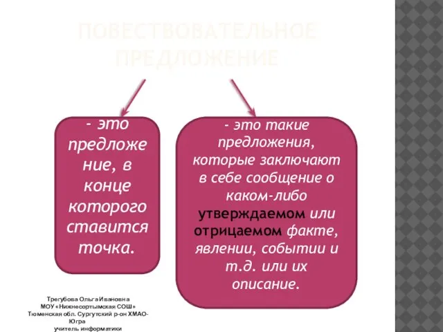 ПОВЕСТВОВАТЕЛЬНОЕ ПРЕДЛОЖЕНИЕ - это предложение, в конце которого ставится точка. - это