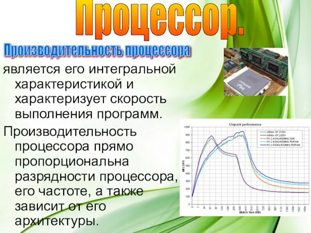 является его интегральной характеристикой и характеризует скорость выполнения программ. Производительность процессора прямо