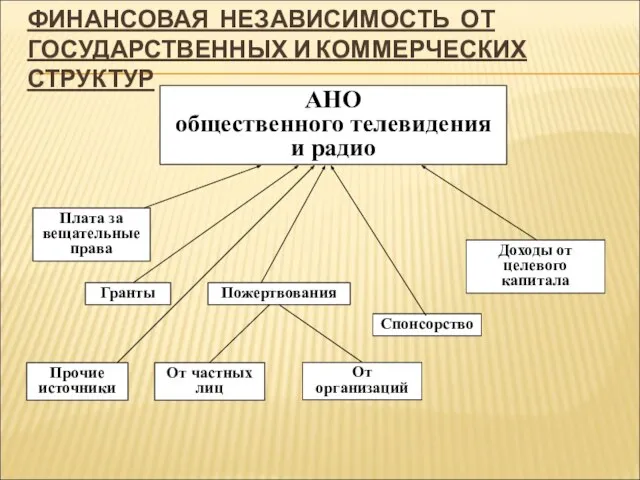 АНО общественного телевидения и радио Доходы от целевого капитала Спонсорство Плата за