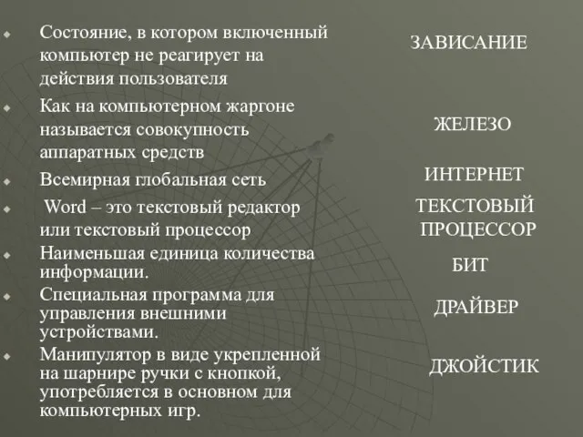 Состояние, в котором включенный компьютер не реагирует на действия пользователя Как на