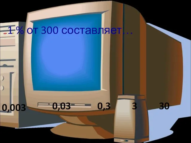 1 % от 300 составляет… 0,3 3 30 0,03 0,003