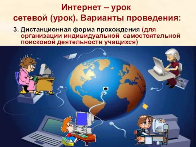 Интернет – урок сетевой (урок). Варианты проведения: 3. Дистанционная форма прохождения (для