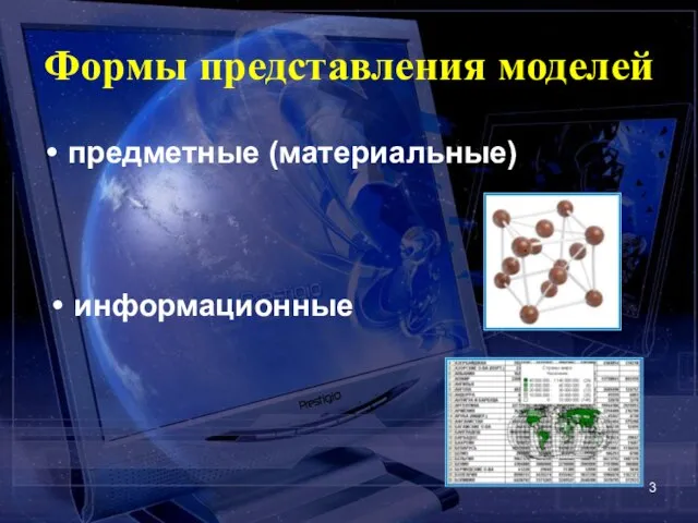 Формы представления моделей предметные (материальные) информационные