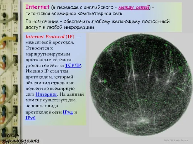 МОУ СОШ №6 г. Реутов Курьянова Ольга Алексеевна Автор: Internet (в переводе