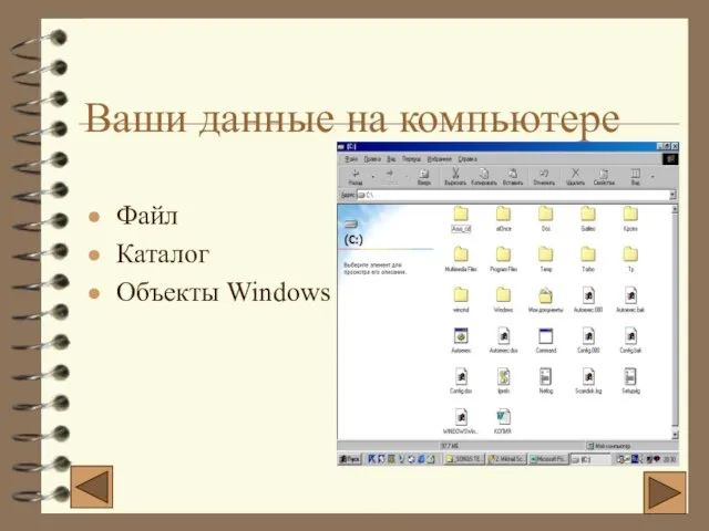 Ваши данные на компьютере Файл Каталог Объекты Windows