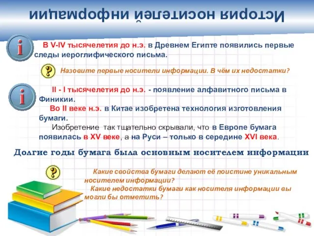 В V-IV тысячелетия до н.э. в Древнем Египте появились первые следы иероглифического