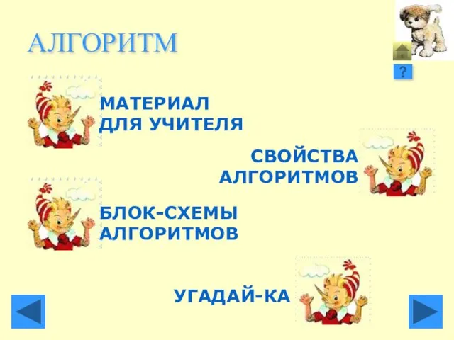 АЛГОРИТМ МАТЕРИАЛ ДЛЯ УЧИТЕЛЯ БЛОК-СХЕМЫ АЛГОРИТМОВ СВОЙСТВА АЛГОРИТМОВ УГАДАЙ-КА