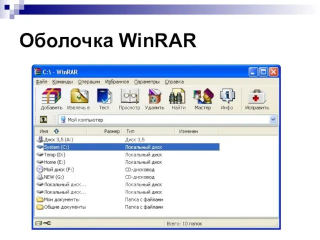 Оболочка WinRAR