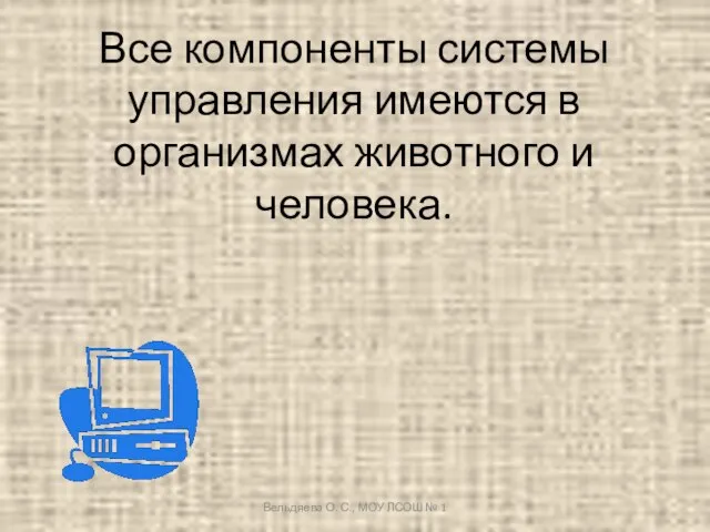 Все компоненты системы управления имеются в организмах животного и человека. Вельдяева О.