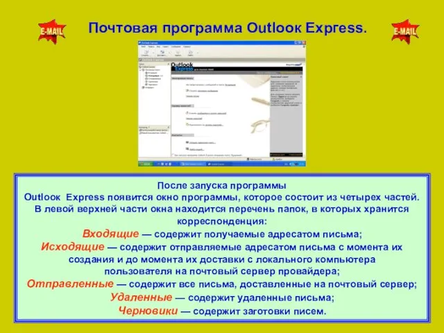 Почтовая программа Оutlоок Ехргеss. После запуска программы Оutlоок Ехргess появится окно программы,