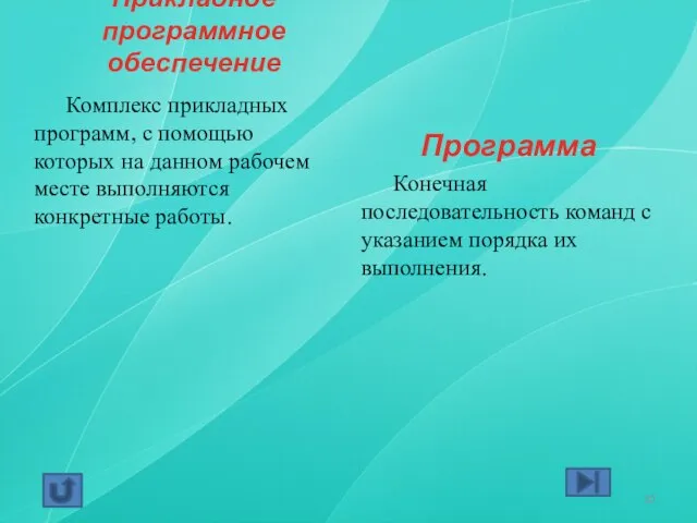 Прикладное программное обеспечение Комплекс прикладных программ, с помощью которых на данном рабочем