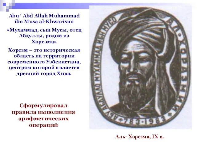 Abu ‘ Abd Allah Muhammad ibn Musa al-Khwarismi «Мухаммад, сын Мусы, отец