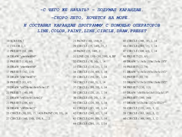 -С ЧЕГО ЖЕ НАЧАТЬ? – ПОДУМАЛ КАРАНДАШ. СКОРО ЛЕТО, ХОЧЕТСЯ НА МОРЕ…