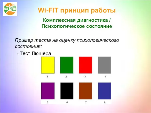Пример теста на оценку психологического состояния: - Тест Люшера Wi-FIT принцип работы