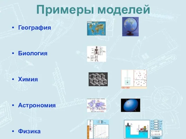 Примеры моделей География Биология Химия Астрономия Физика