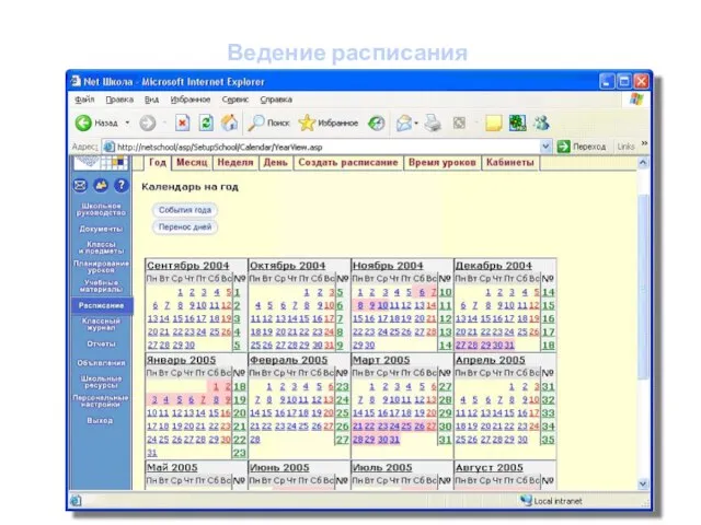 Ведение расписания