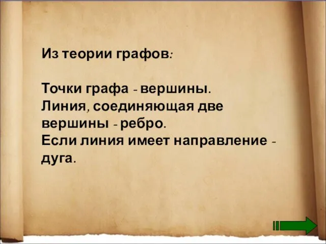 Из теории графов: Точки графа - вершины. Линия, соединяющая две вершины -