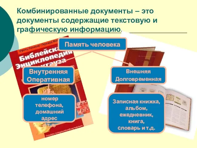 Комбинированные документы – это документы содержащие текстовую и графическую информацию.