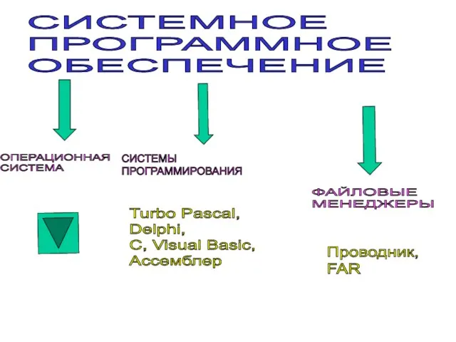 СИСТЕМНОЕ ПРОГРАММНОЕ ОБЕСПЕЧЕНИЕ ОПЕРАЦИОННАЯ СИСТЕМА СИСТЕМЫ ПРОГРАММИРОВАНИЯ ФАЙЛОВЫЕ МЕНЕДЖЕРЫ Turbo Pascal, Delphi,