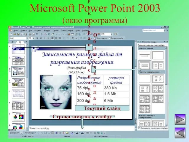 Microsoft Power Point 2003 (окно программы)