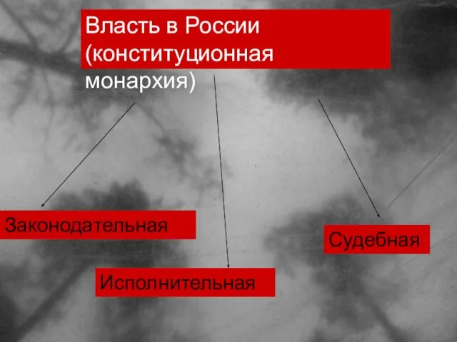 Власть в России (конституционная монархия) Законодательная Исполнительная Судебная