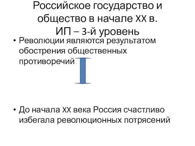 Российское государство и общество в начале XX в. ИП – 3-й уровень