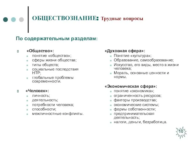 ОБЩЕСТВОЗНАНИЕ: Трудные вопросы «Общество»: понятие «общество»; сферы жизни общества; типы обществ; социальные