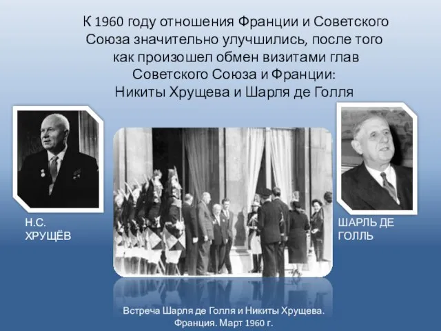 Встреча Шарля де Голля и Никиты Хрущева. Франция. Март 1960 г. Н.С.ХРУЩЁВ