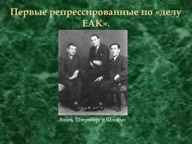 Первые репрессированные по «делу ЕАК». Янкев, Штернберг и Шлоймэ