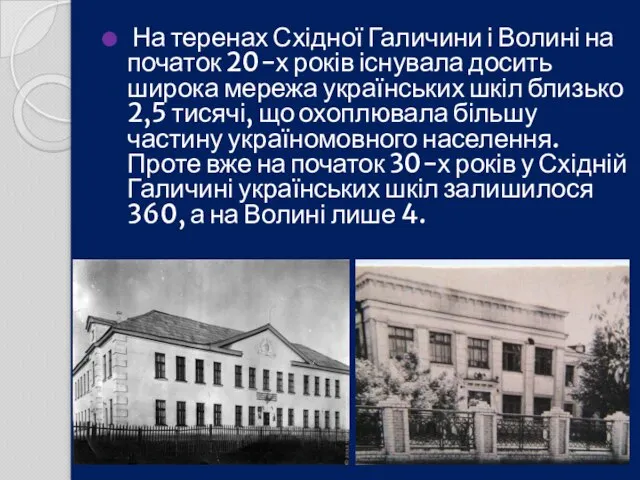 На теренах Східної Галичини і Волині на початок 20-х років існувала досить