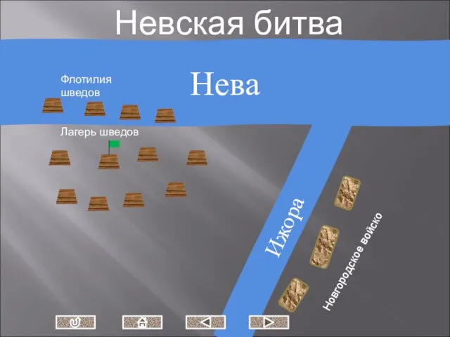 Нева Невская битва Ижора Лагерь шведов Флотилия шведов Новгородское войско