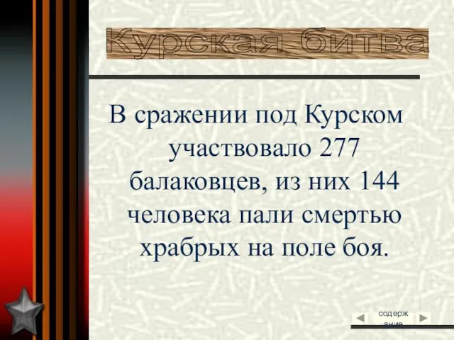 В сражении под Курском участвовало 277 балаковцев, из них 144 человека пали