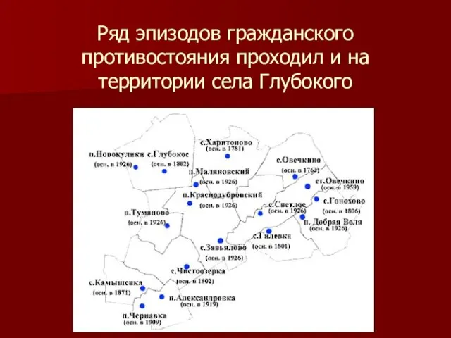 Ряд эпизодов гражданского противостояния проходил и на территории села Глубокого