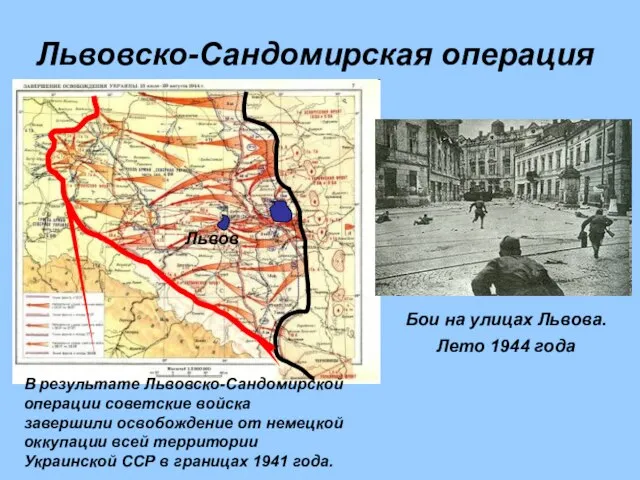 Львовско-Сандомирская операция Бои на улицах Львова. Лето 1944 года В результате Львовско-Сандомирской