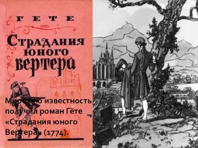 Мировую известность получил роман Гёте «Страдания юного Вертера» (1774).